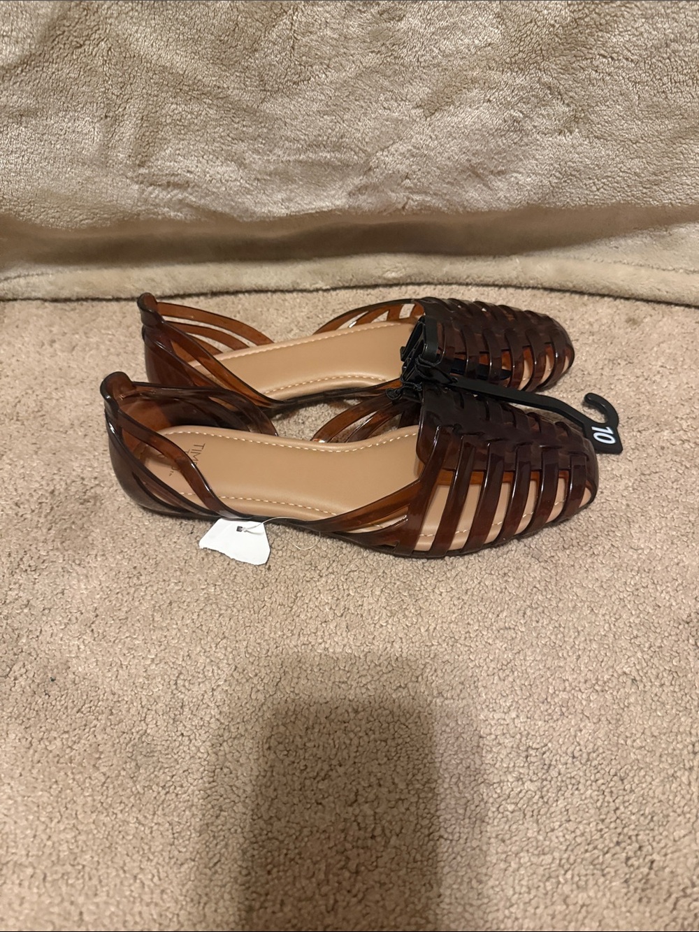 Time and Tru Brown Tortoiseshell Woven Jelly Flats